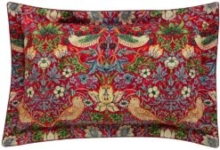 Morris & Co Strawberry Thief Oxford Pillowcase - Crimson