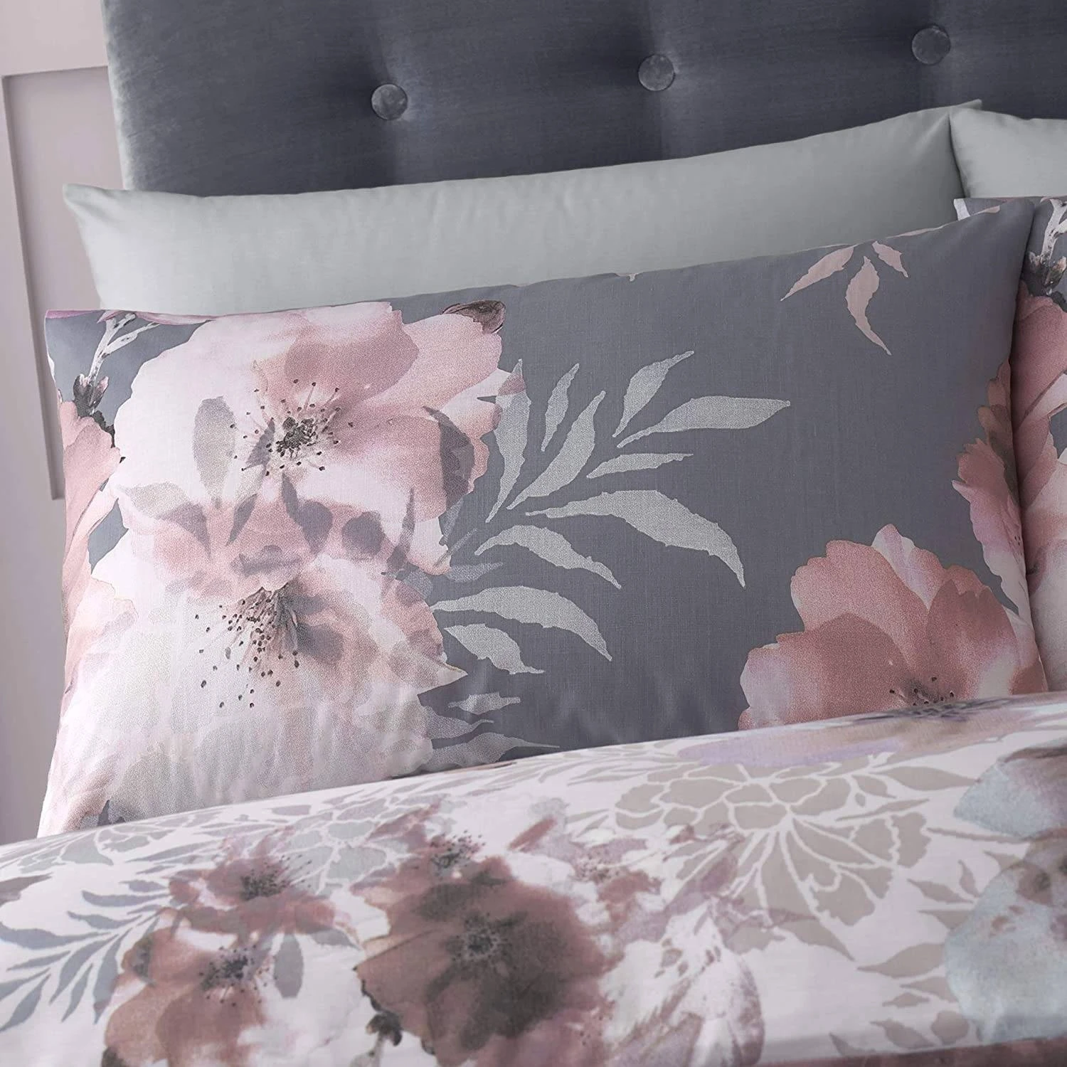 Catherine Lansfield Dramatic Floral Grey Duvet Set 6 Catherine Lansfield Dramatic Floral Grey Duvet Set - Image 4