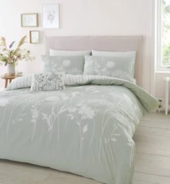 Catherine Lansfield Meadowsweet Floral Green Duvet Set
