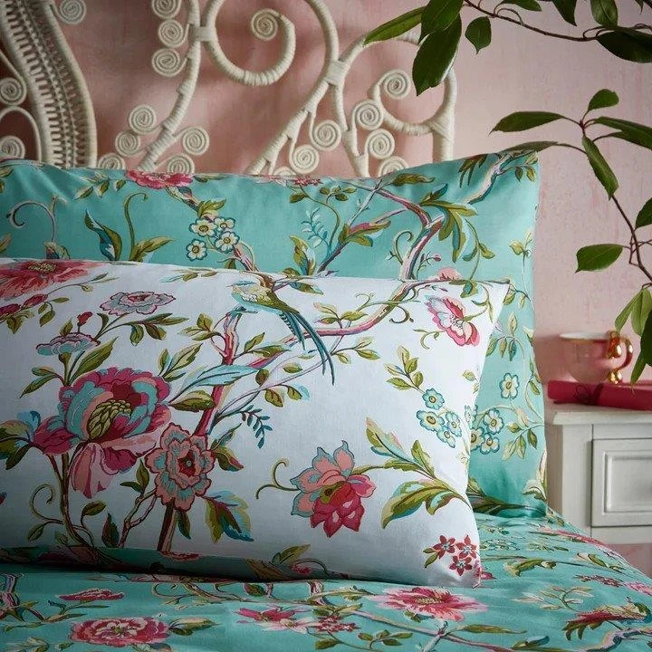 Furn Vintage Chinoiserie Floral Exotic Duvet Cover Set Jade 3 Furn Vintage Chinoiserie Floral Exotic Duvet Cover Set Jade