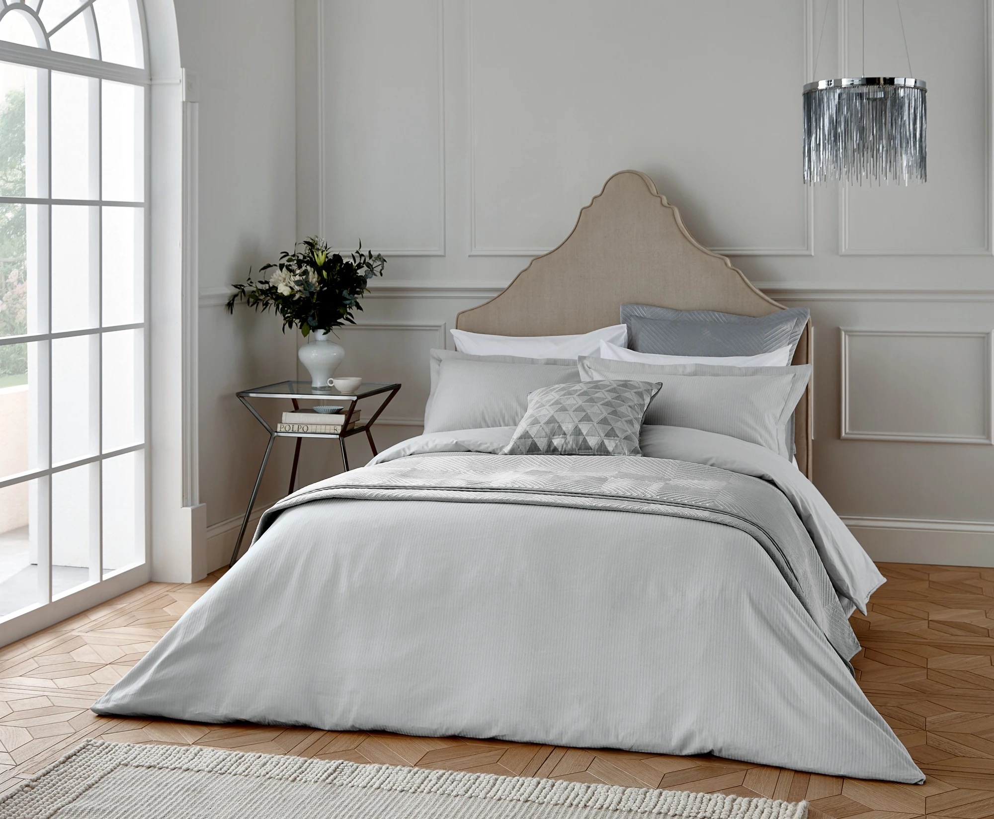 Helena Springfield Deco Stripe Silver Duvet Set 3 Helena Springfield Deco Stripe Silver Duvet Set
